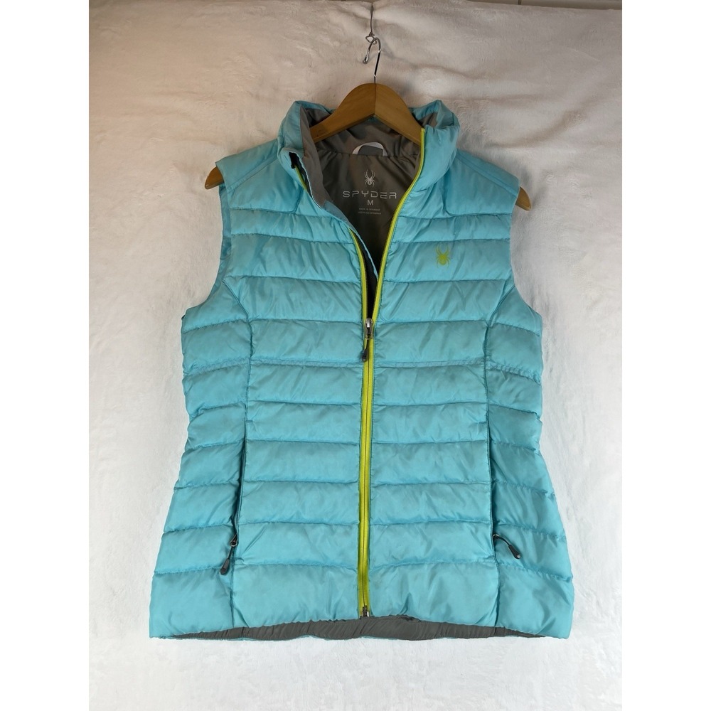 Spyder Prymo Puffer Vest Down Lined Ladies Medium Blue EUC 70% Down 30% Duck